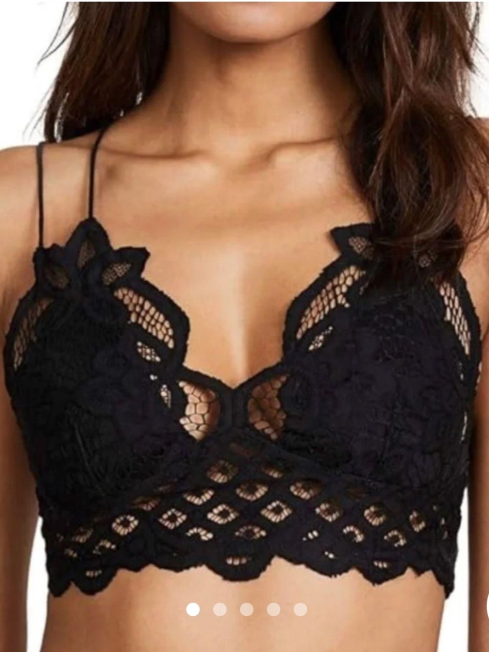 Free People Adella Black Lace Crochet Bralette